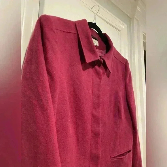 VTG L.L. Bean Cashmere Wool Lined Wine Blazer Pea Coat Button Down 80s Size 14P - Picture 4 of 11